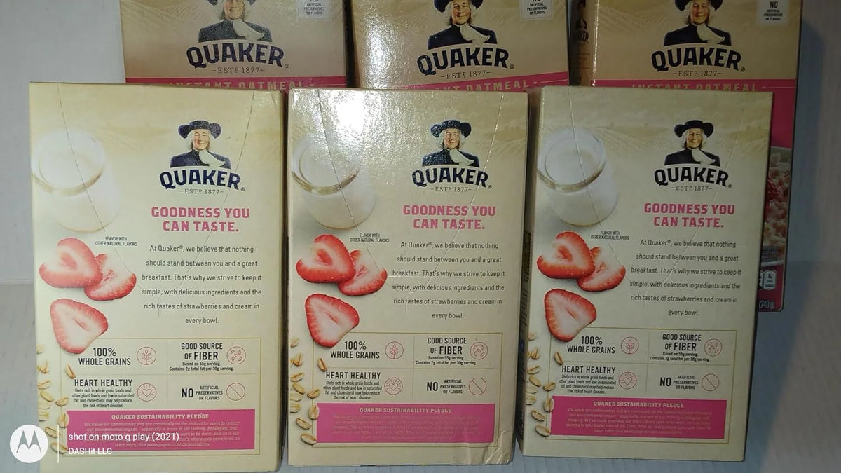 6 boxes 48 pack Quaker Oats Strawberries and Cream instant oatmeal