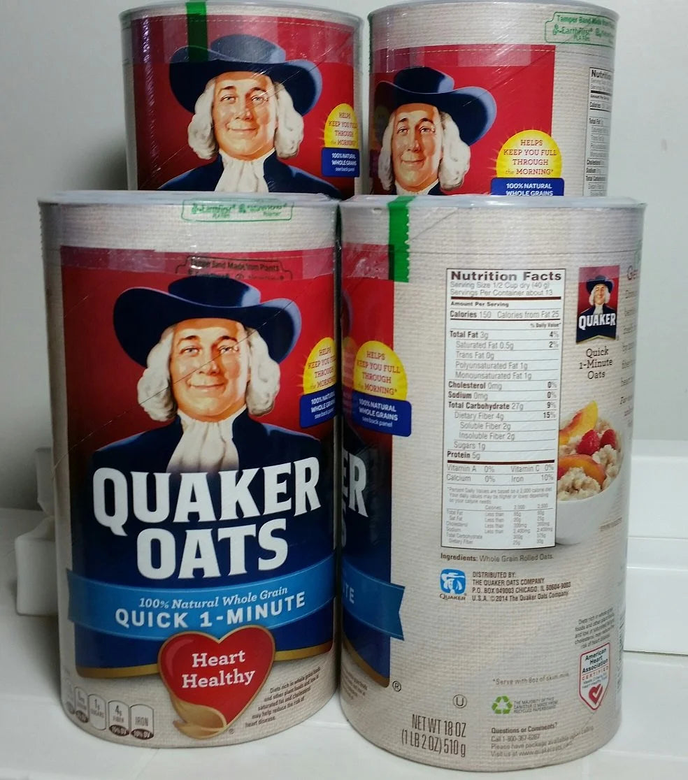Quaker Oats 100% Whole Grain 1 Minute Oatmeal 18 oz (4 Pack)4