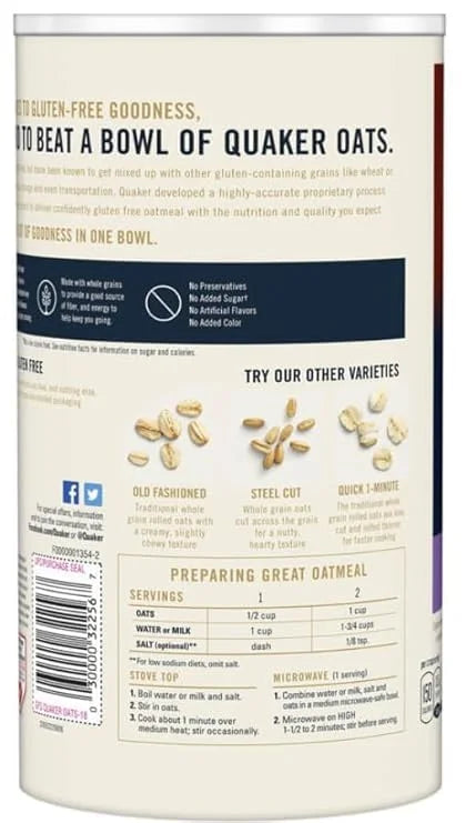 Quaker Oat Gluten Free Original Porridge - 510g (1.12lbs)